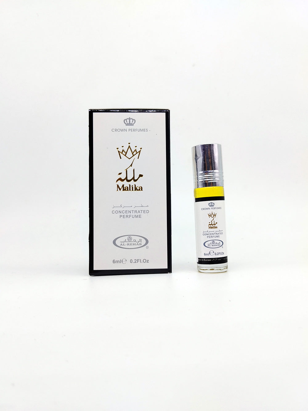 Malika Attar bottle and packaging on a white background