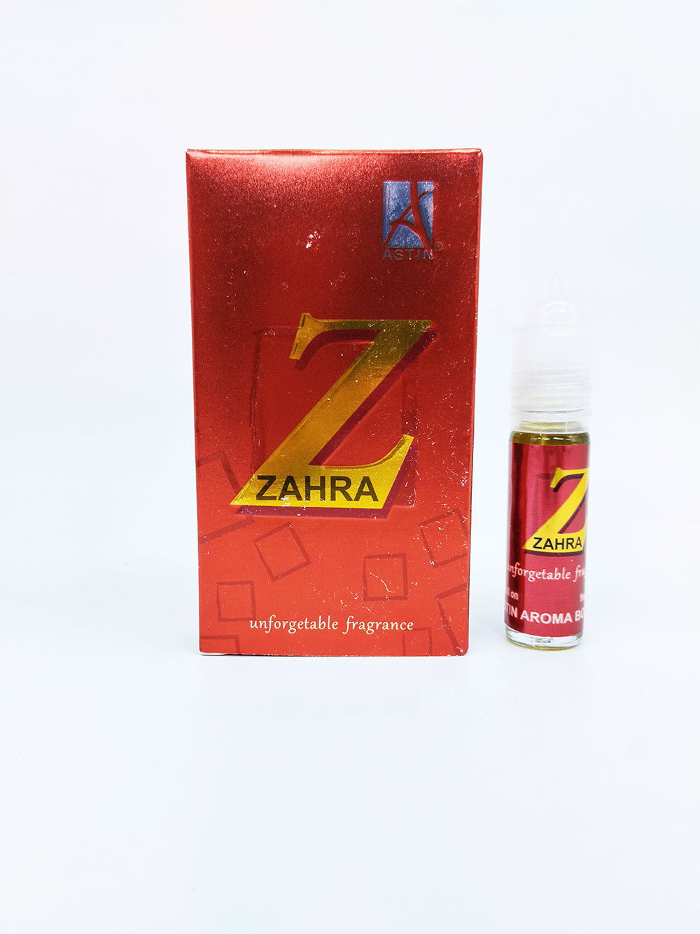 Z Zahra perfume packaging with red box and bottle on a white background