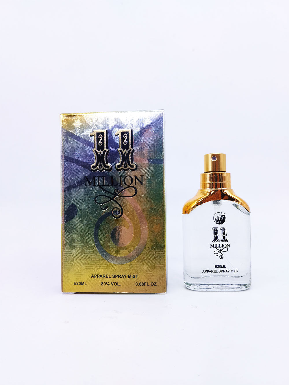Perfume bottle and packaging of 11 Million on a white background