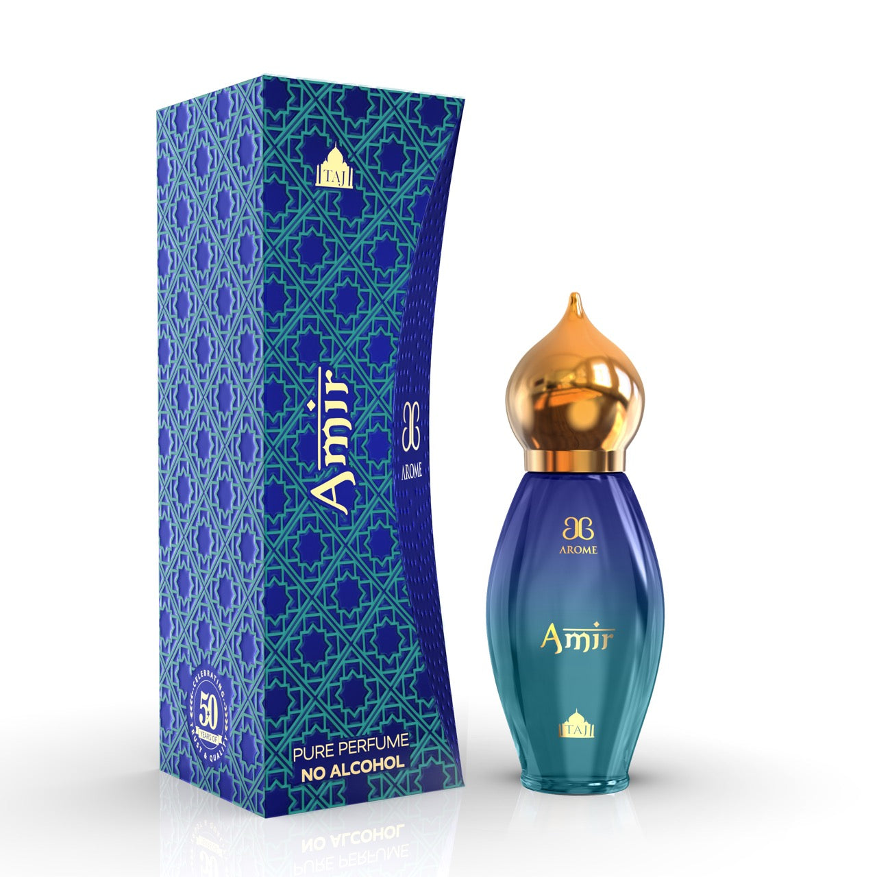 Amir perfume bottle and packaging on a white background