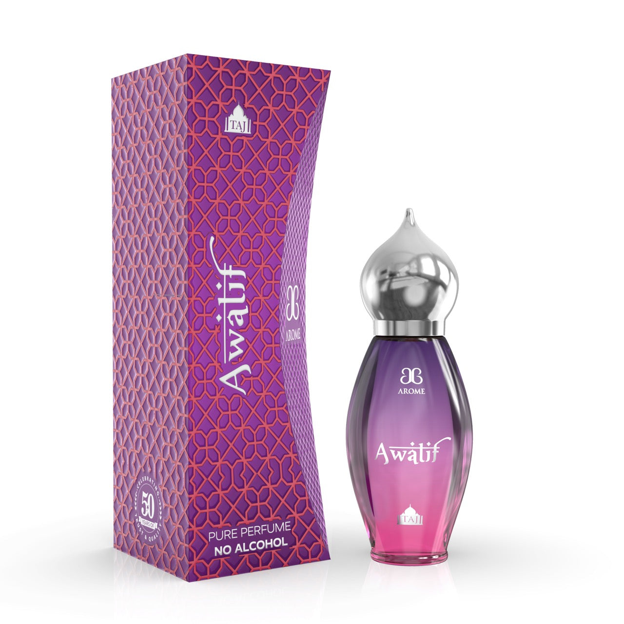 Awatif perfume bottle with packaging with white background