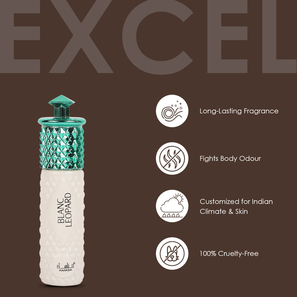 Blanc Leopard Attar for Men - 6ml Roll On - Free from Alcohol