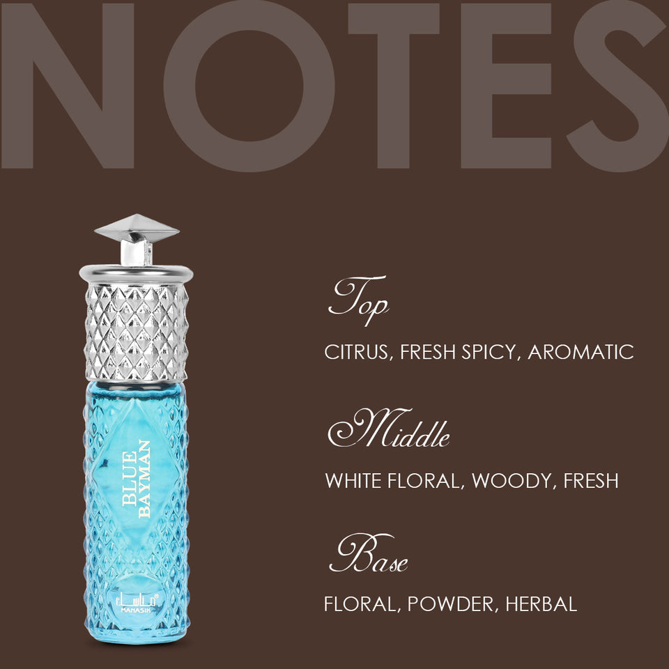 Blue Bayman Attar for Men - 6ml Roll On - Free from Alcohol