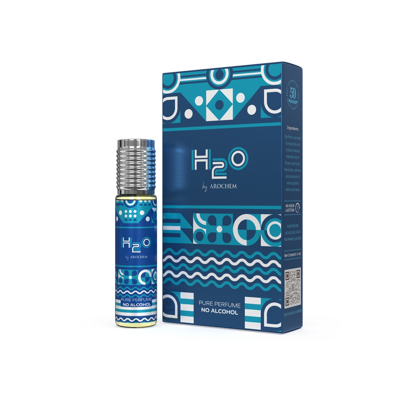 Blue H2O by Arochem perfume bottle and packaging on a white background
