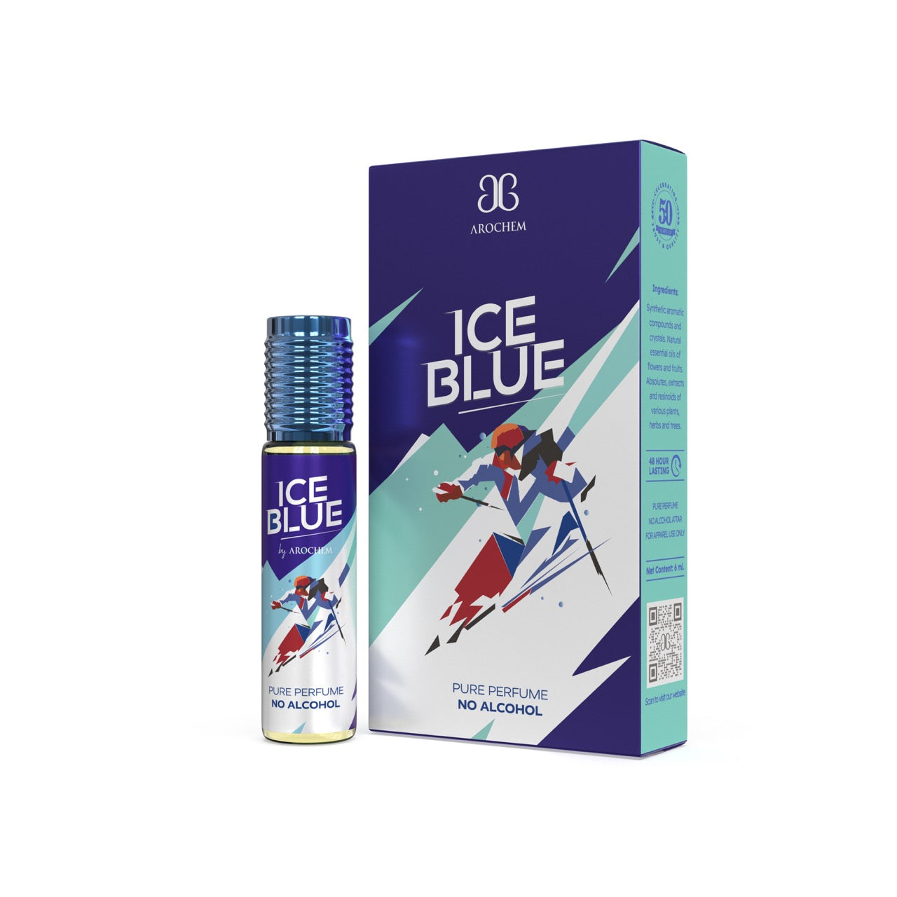 Ice Blue perfume bottle and packaging on a white background