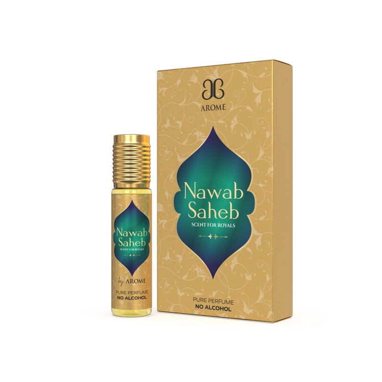 Nawab Saheb perfume bottle and packaging on a white background
