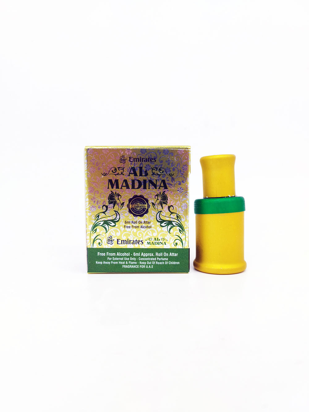AL Madina Attar bottle and packaging on white background