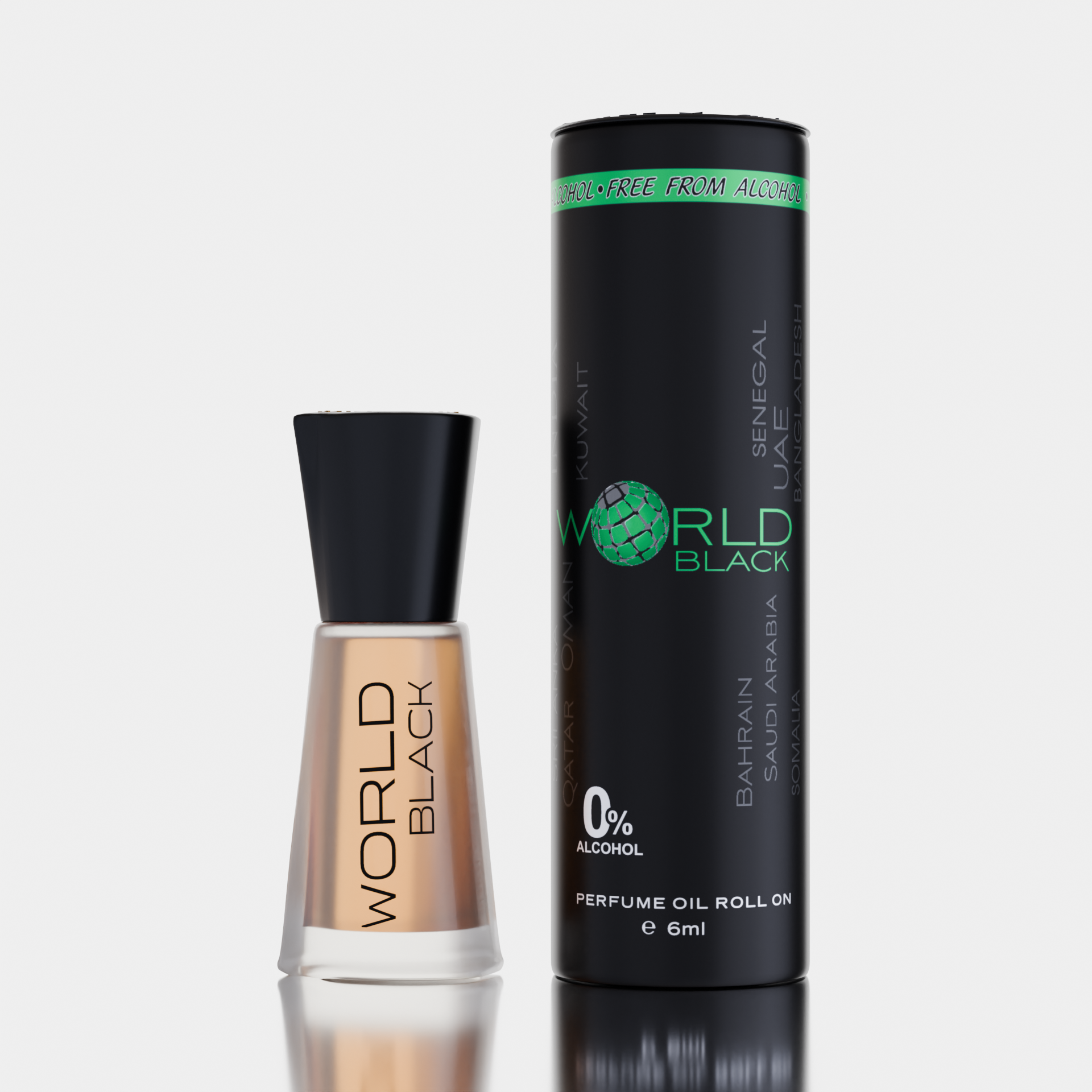 Al-Nuaim world black attar and tin package on white background