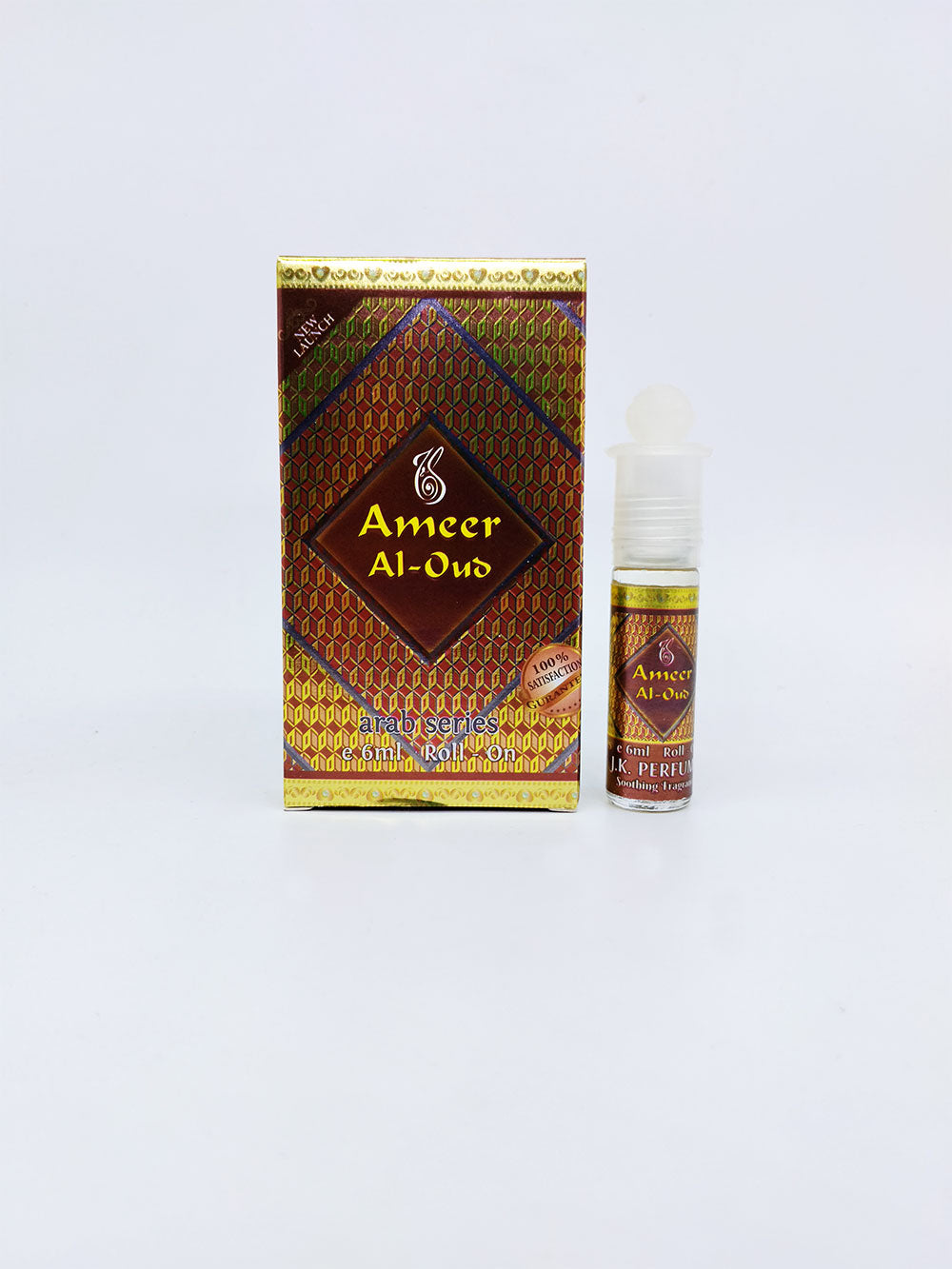 Ameer Al-Oud attar bottle and packaging on a white background