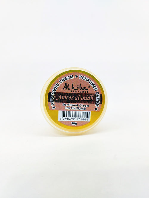 Ameer al Oudh Perfumed cream container with branding on a white background