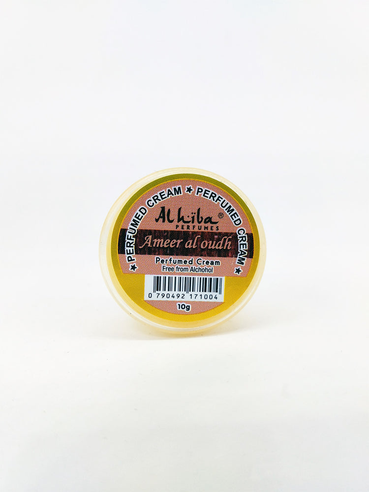 Ameer al Oudh Perfumed cream container with branding on a white background
