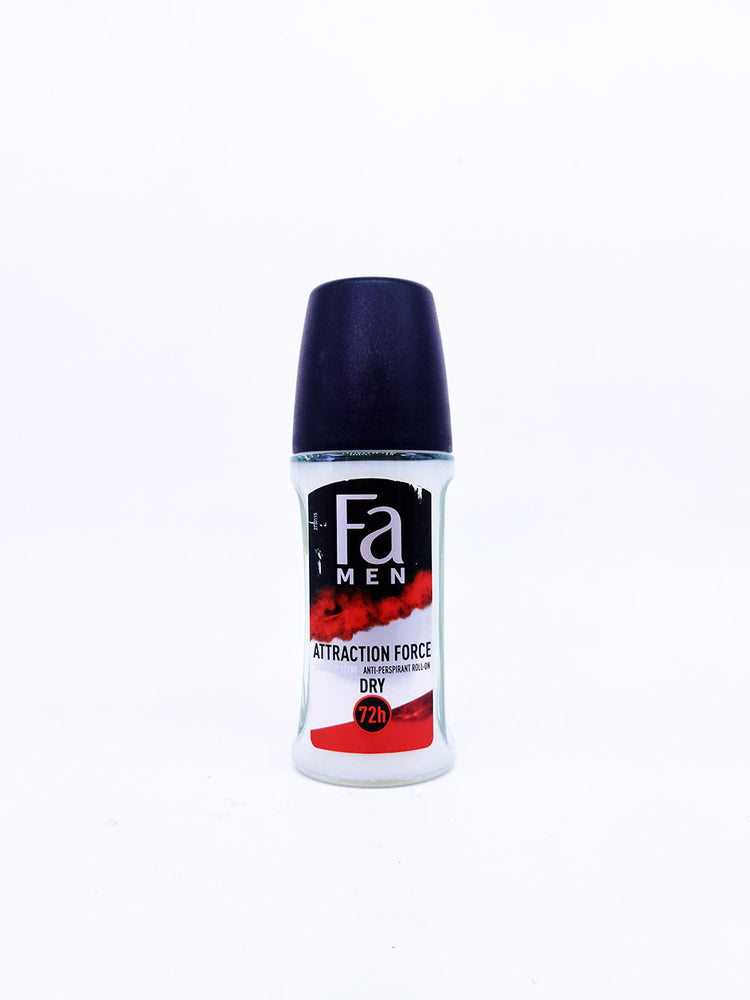 Fa Men Attraction Force dry deodorant spray on a white background