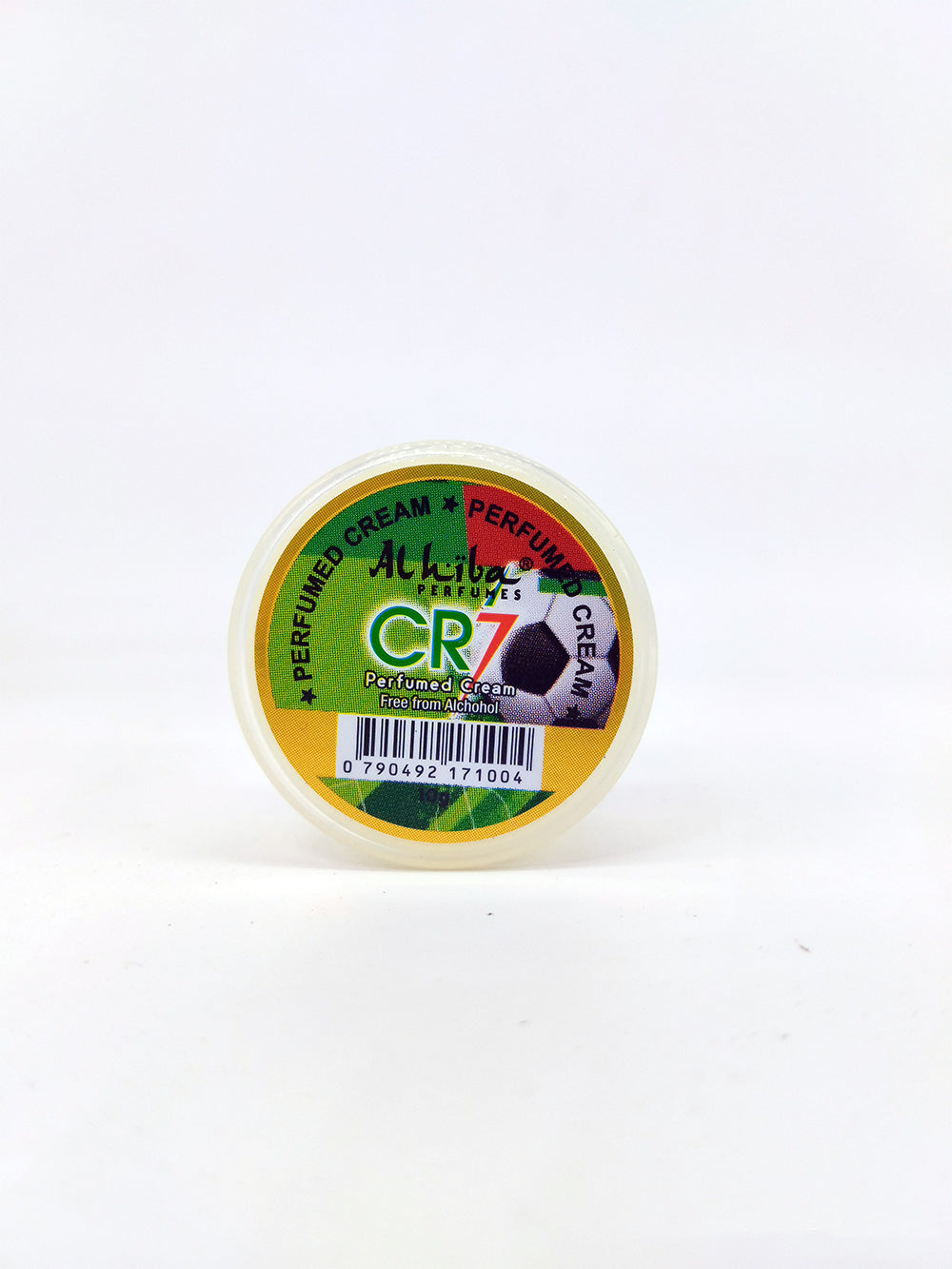 CR7 cream with a colorful label on a white background