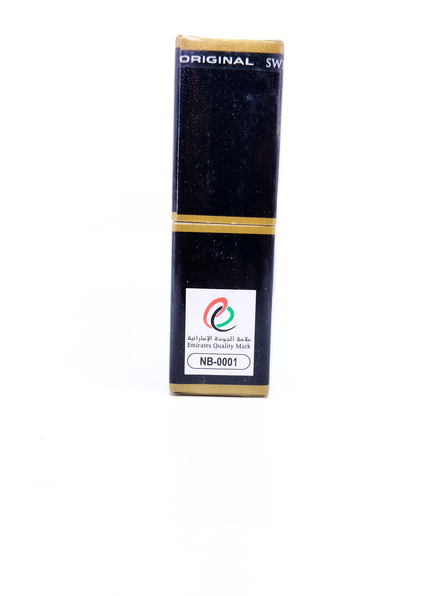 Side view of Swiss Arabian Jannet El Firdaus black packaging on a white background