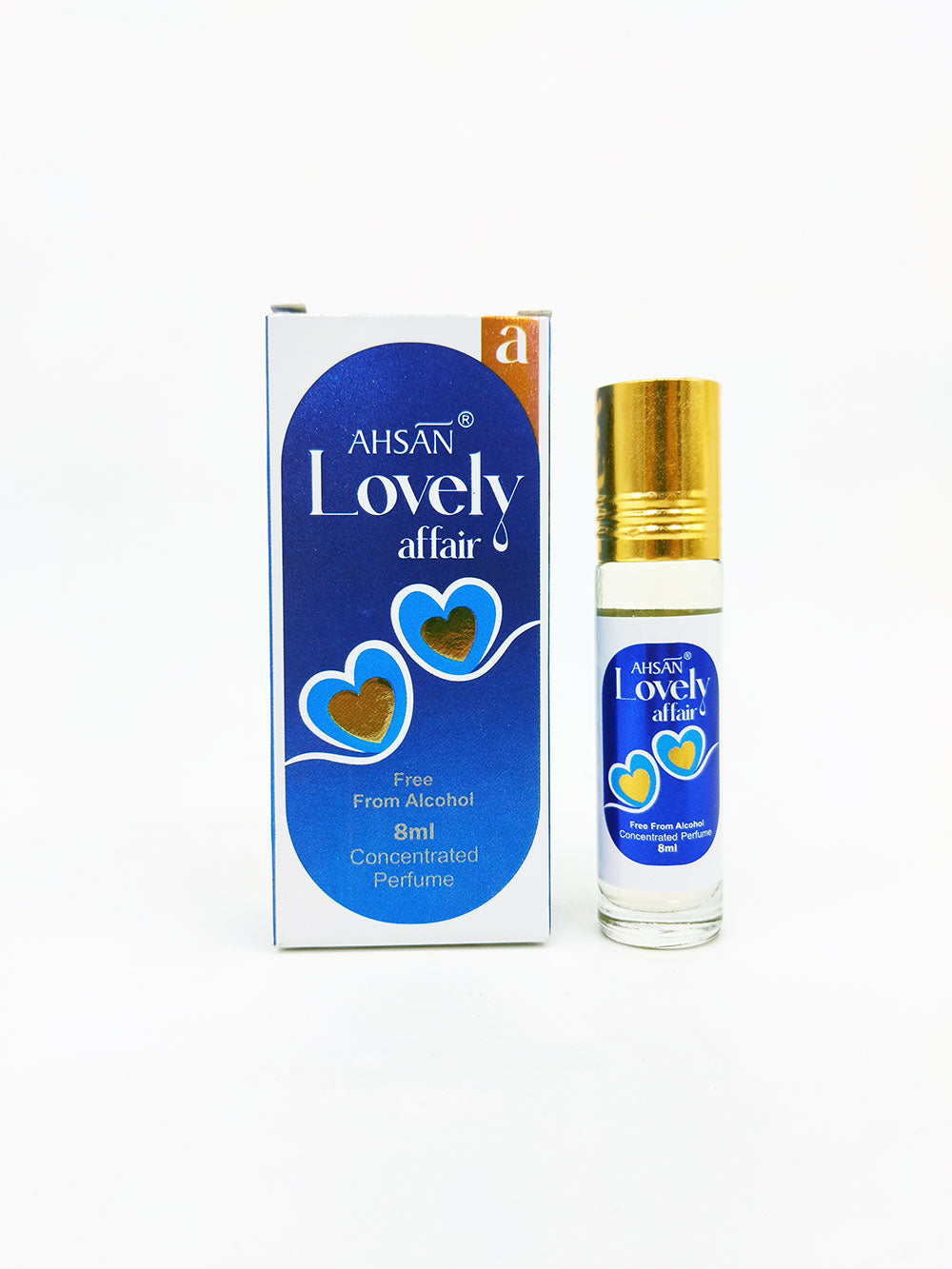 Ahsan Lovely Affair perfume bottle and packaging on a white background