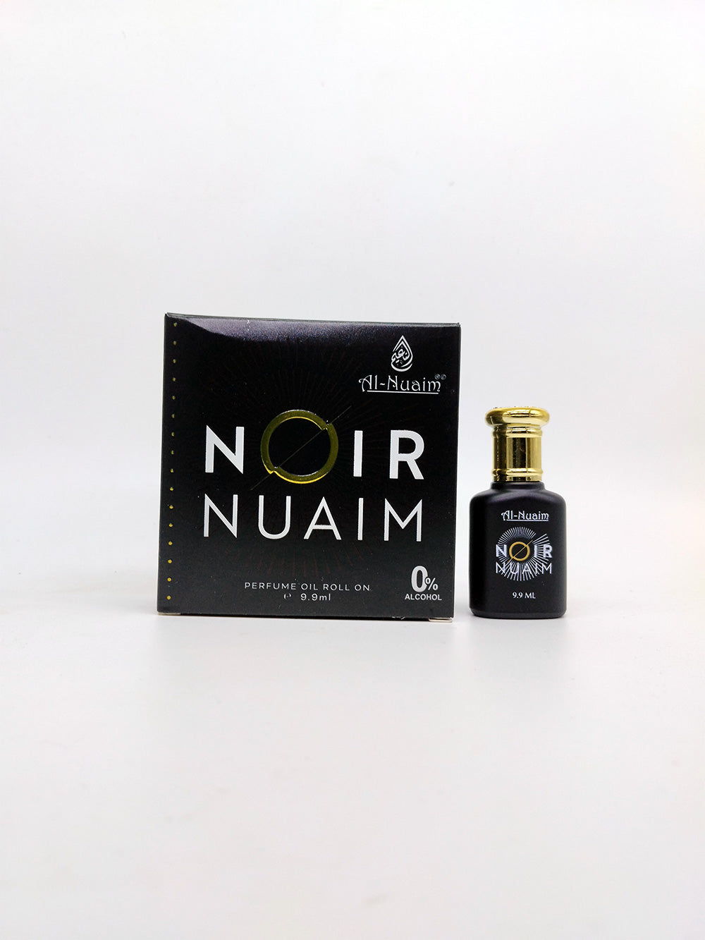 al nuaim noir nuaim attar bottle and box with white background