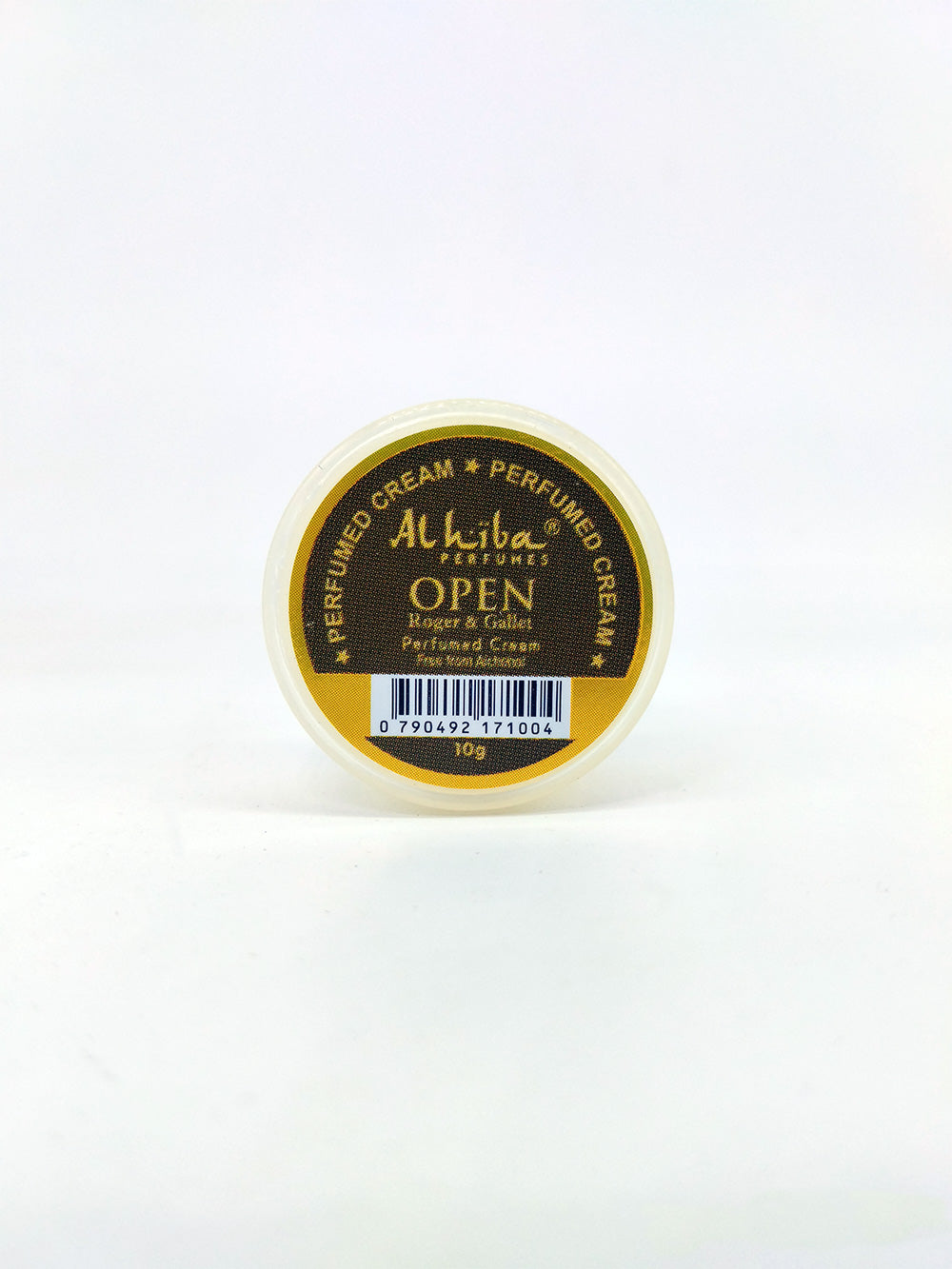 AlHiba Open Perfumed cream container with visible label on a white background