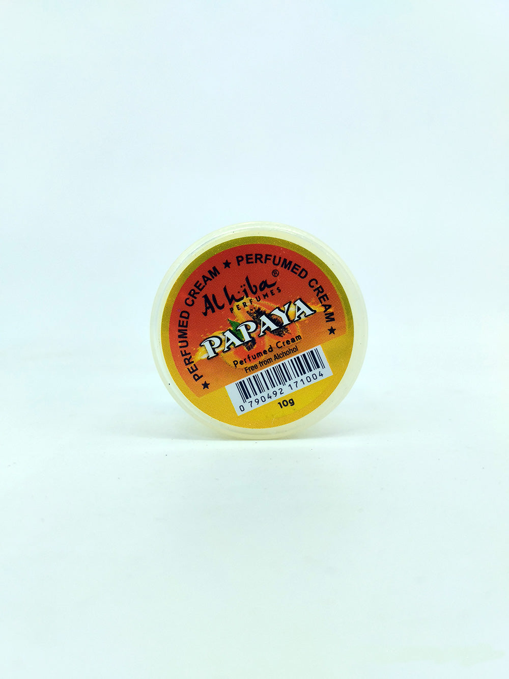 Jar of papaya scented cream on a white background
