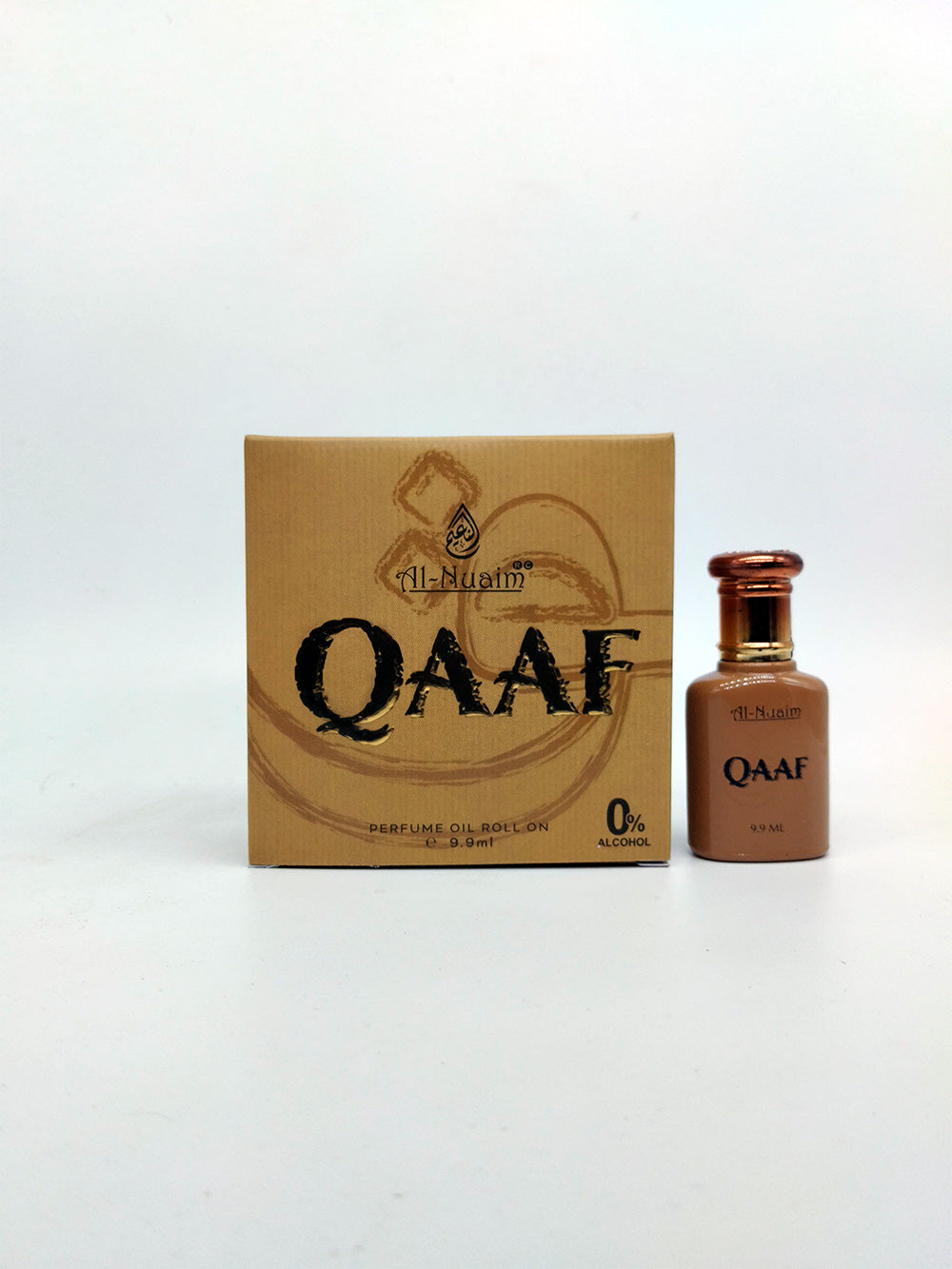 al nuaim qaaf attar bottle and box with white background