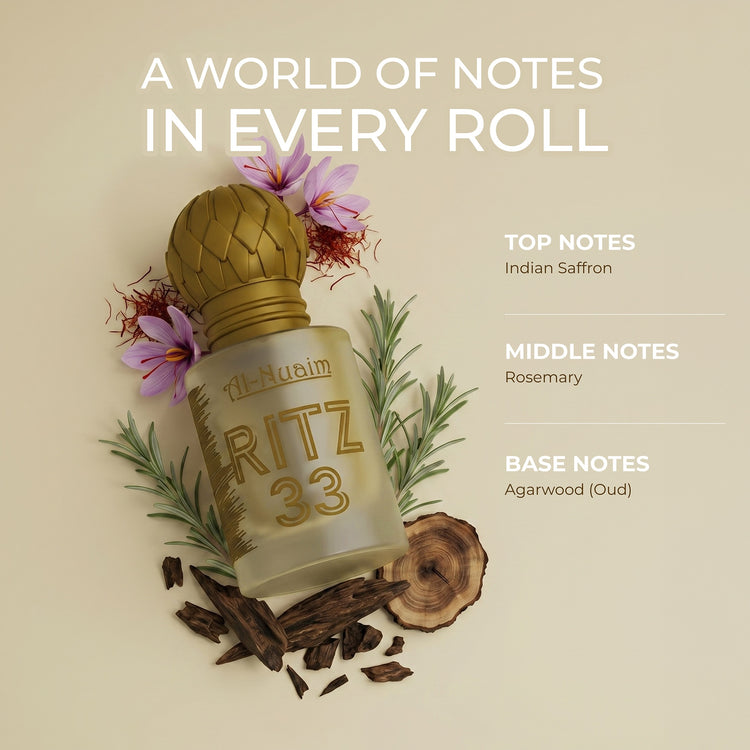 Ritz 33 Attar - 6ml Roll On - Free from Alcohol