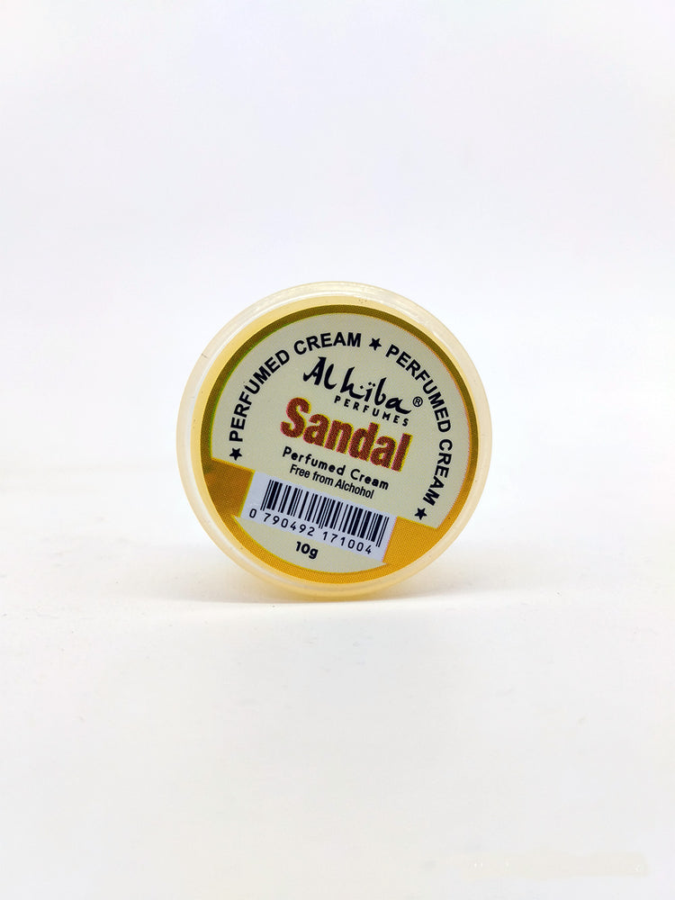 Jar of AlHiba Sandal Perfumed Cream on a white background
