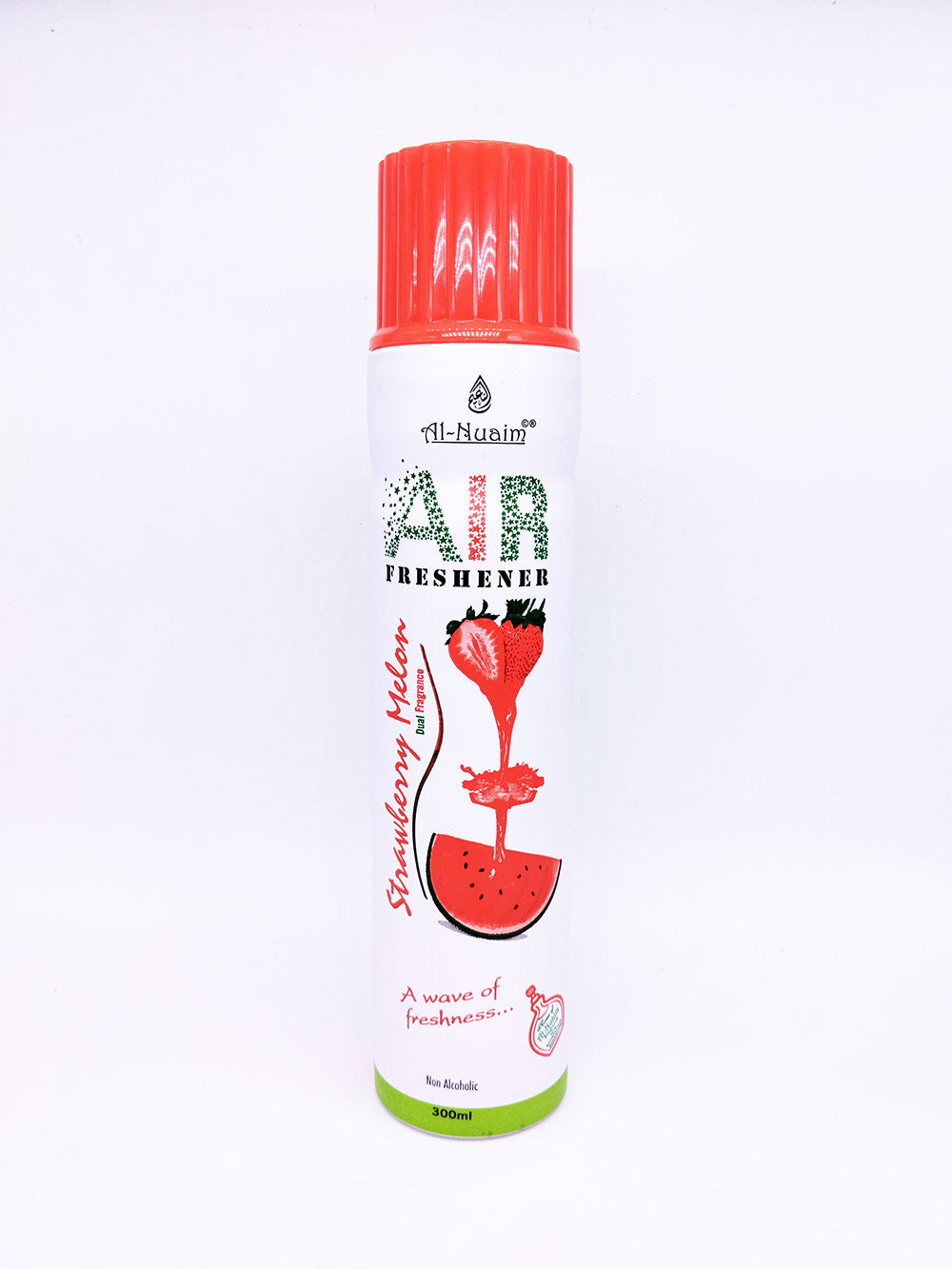 Air freshener bottle with strawberry melon flavor on a white background