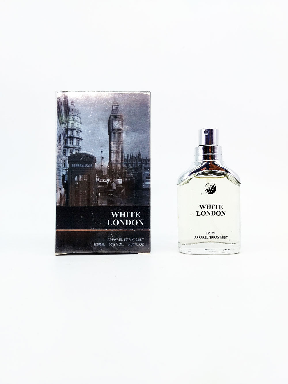White London perfume bottle and packaging on a white background