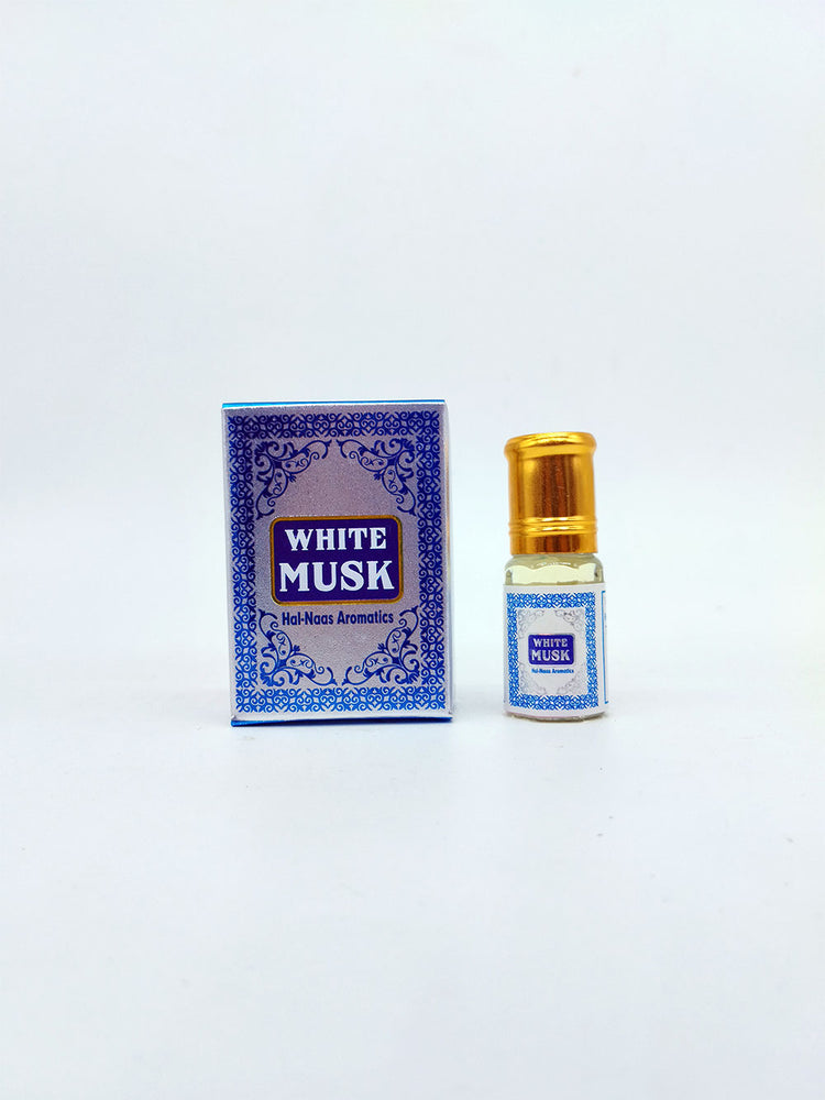 White Musk perfume bottle and packaging on a white background