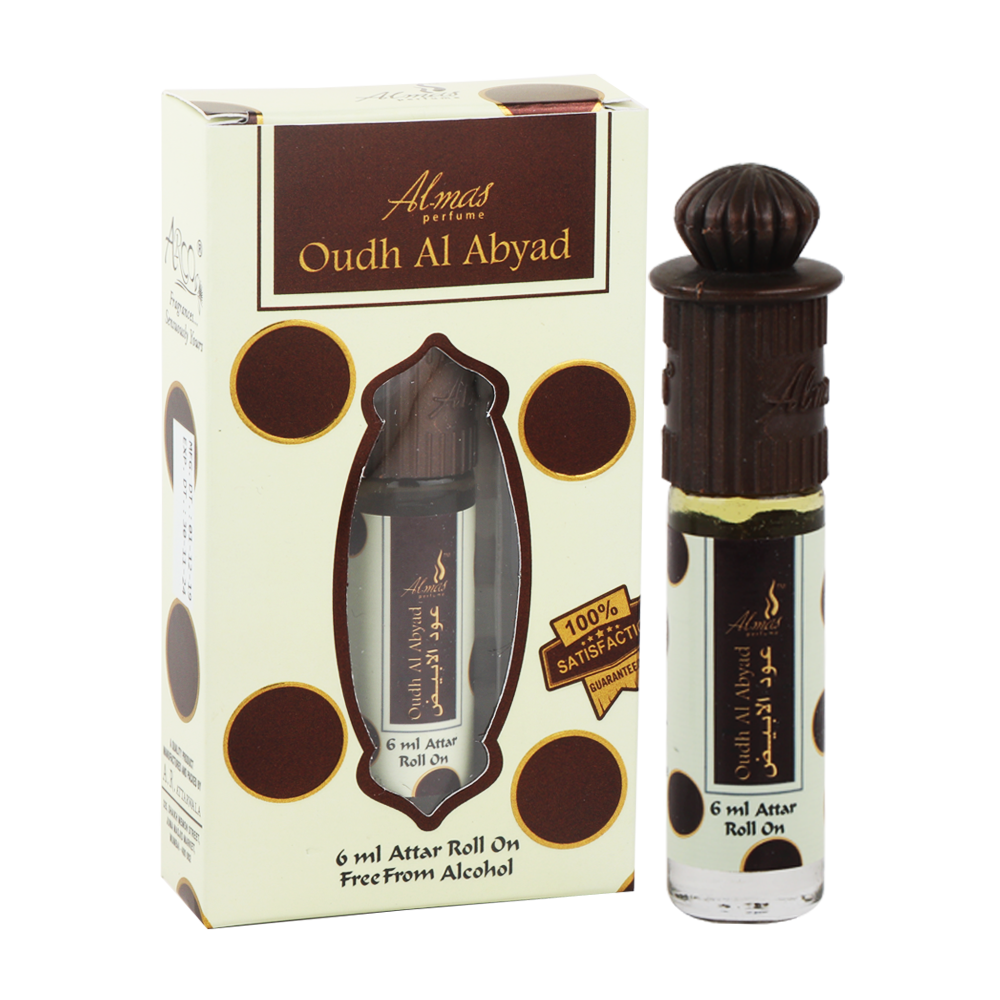Almas Oudh Al Abyad attar - 8ml Roll On - Platinum Series