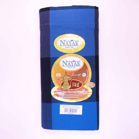 Nayak Sparkle Dam - Blue Black Gray Pattern Lungi - Jug Brand