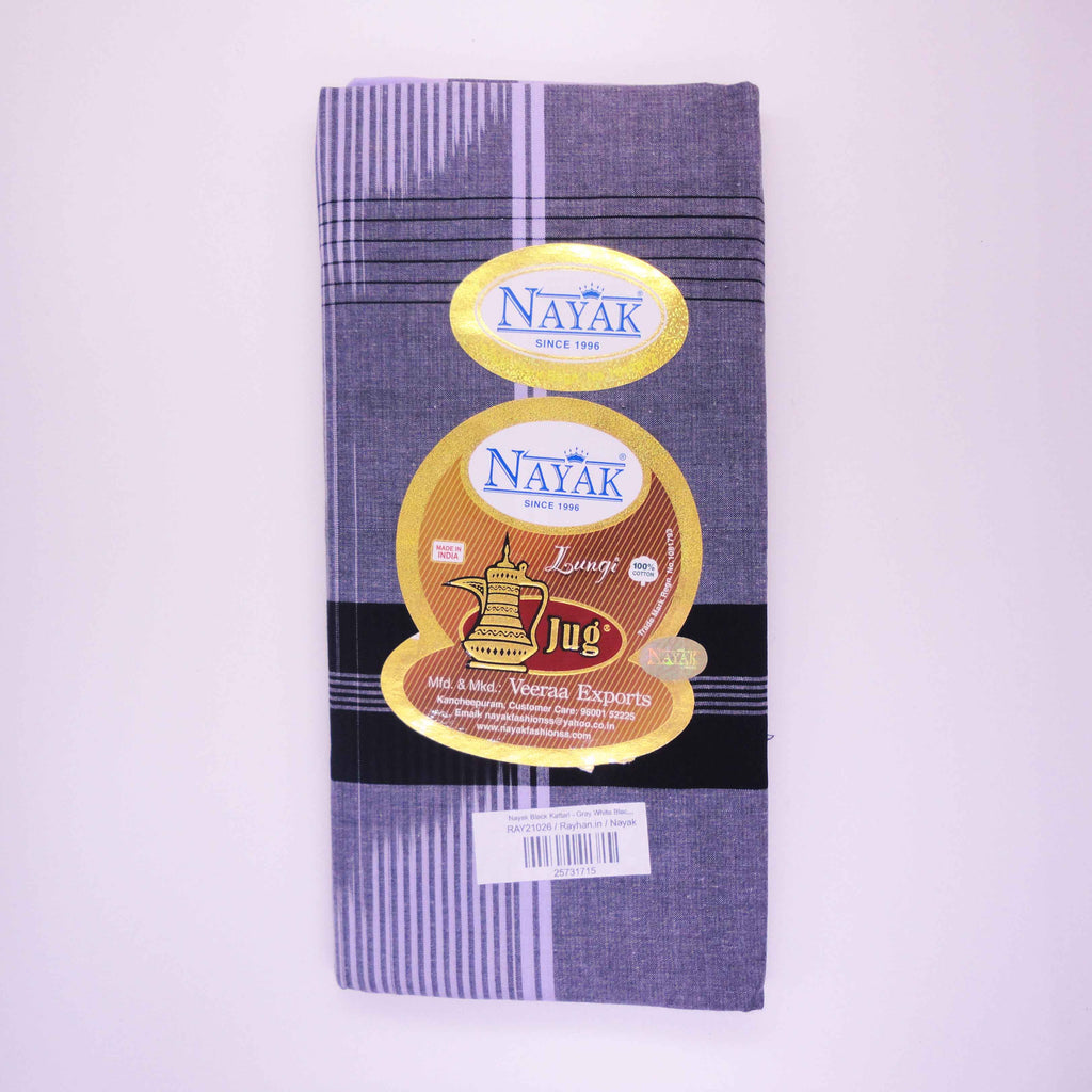 Nayak Black Kattari - Gray White Black Pattern Lungi 