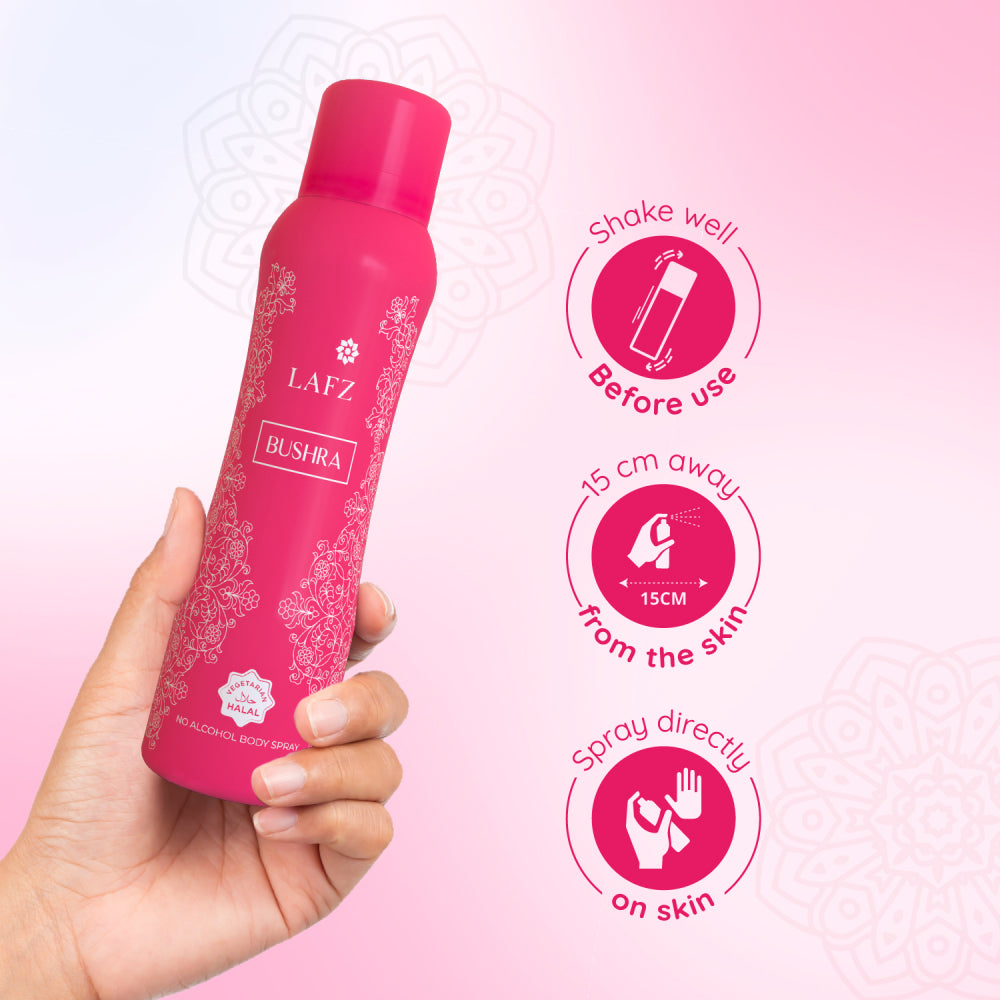 Bushra Body Spray (Women) Deodorant - 150ml - No Alcohol