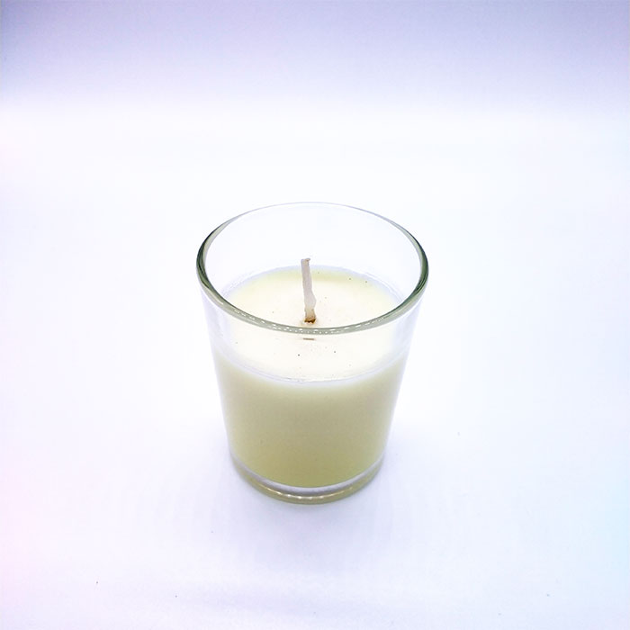 Unscented short glass candle image 2