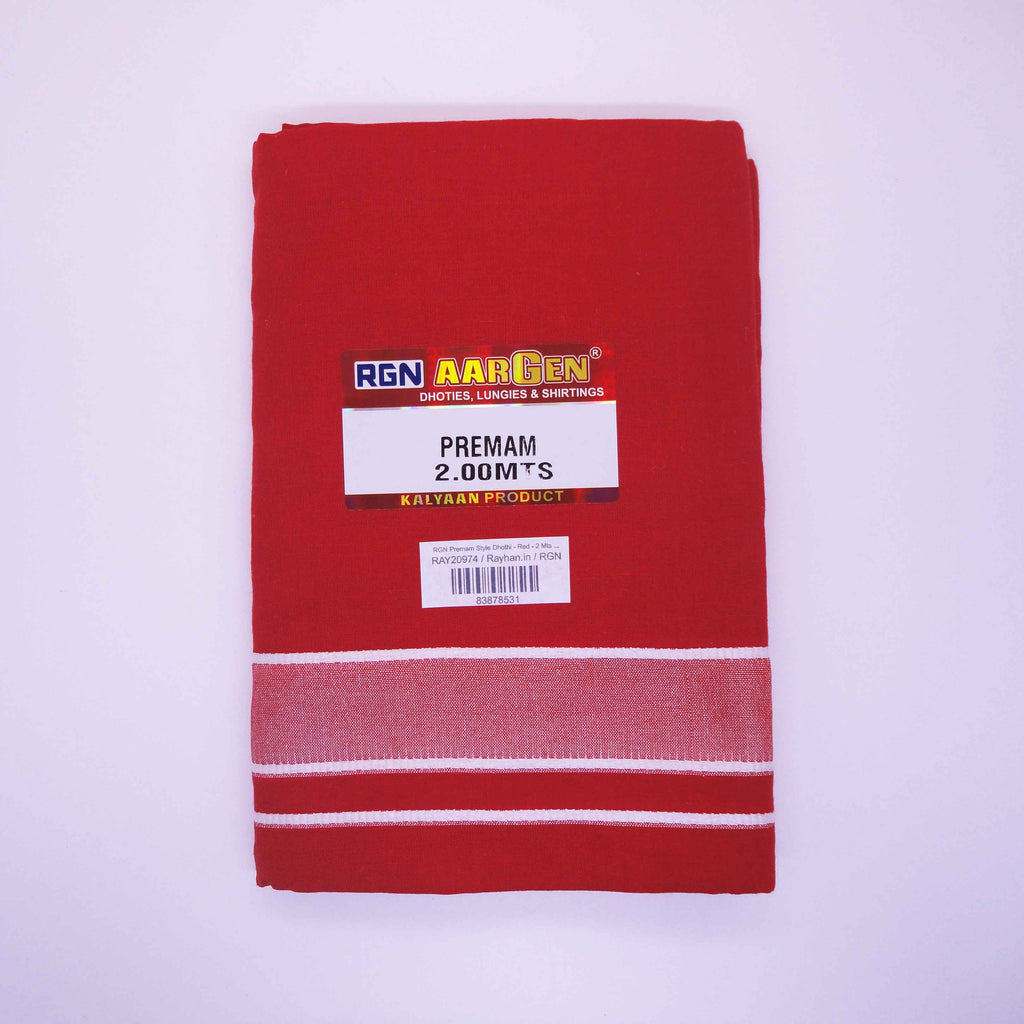 Premam Style RGN Premam Style Dhothi - Red - 2 Mts - UnStitched – Rayhan