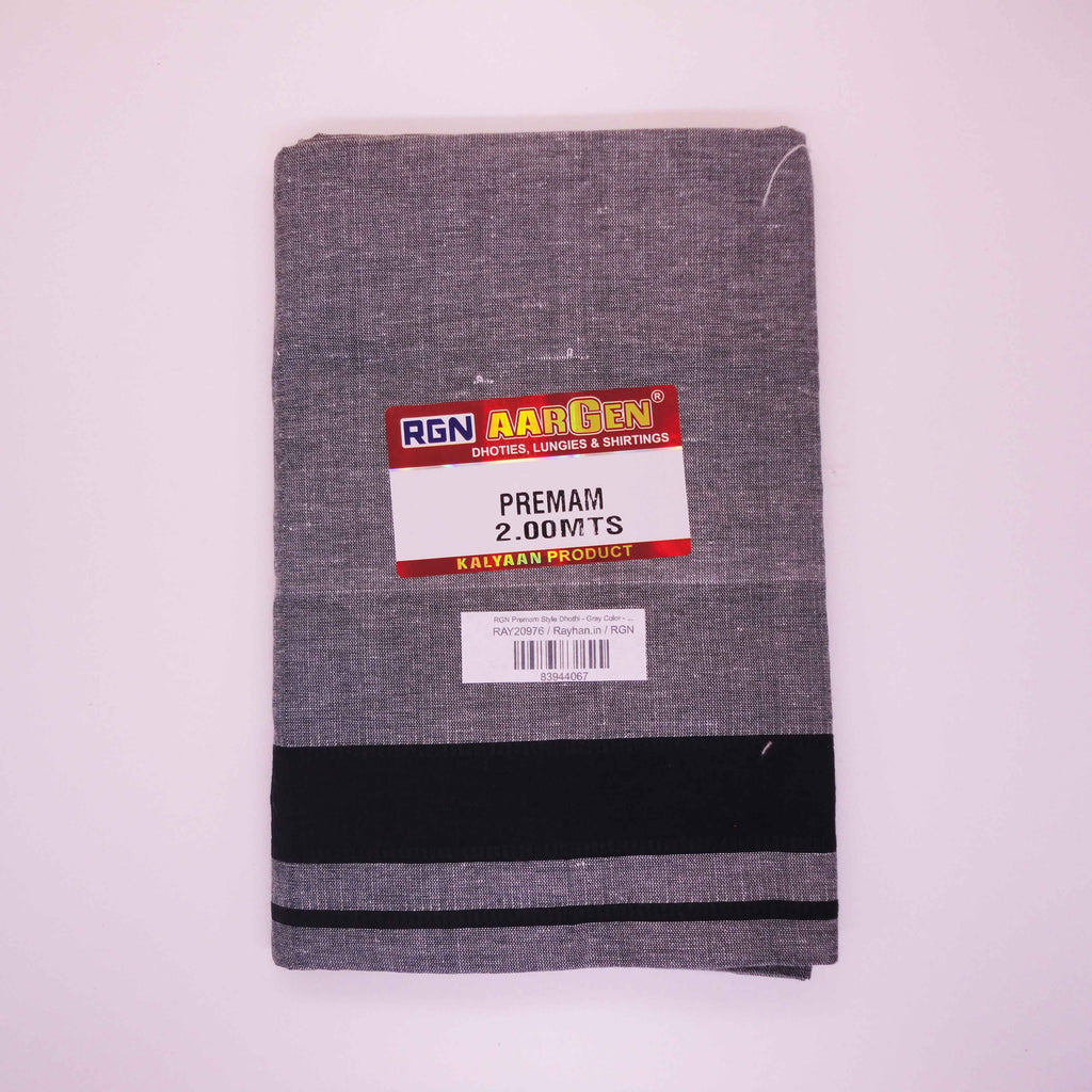 Premam Style RGN Premam Style Dhothi - Gray Color - 2 Mts - UnStitched – Rayhan