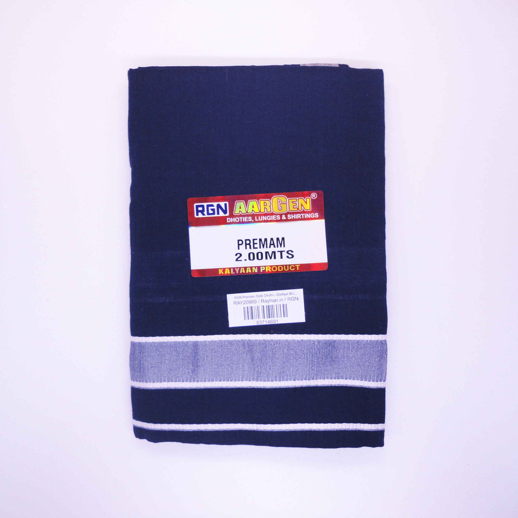 Premam Style RGN Premam Style Dhothi - Darkest Blue Color - 2 Mts - UnStitched – Rayhan