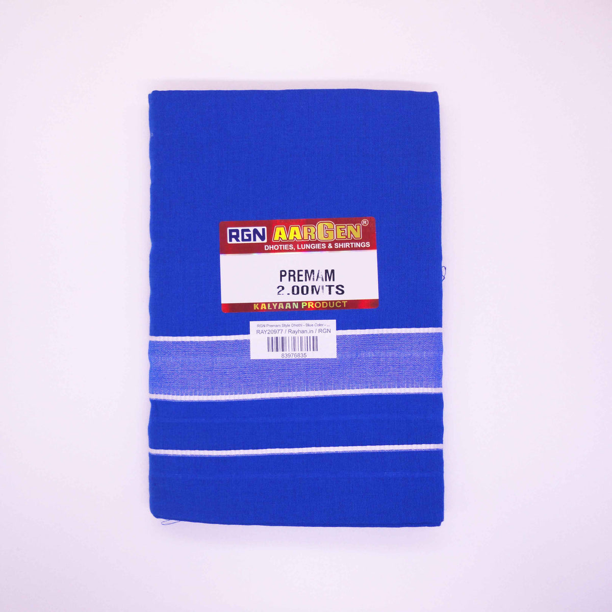 RGN Premam Style Dhothi - Blue Color - 2 Mts - UnStitched – Rayhan