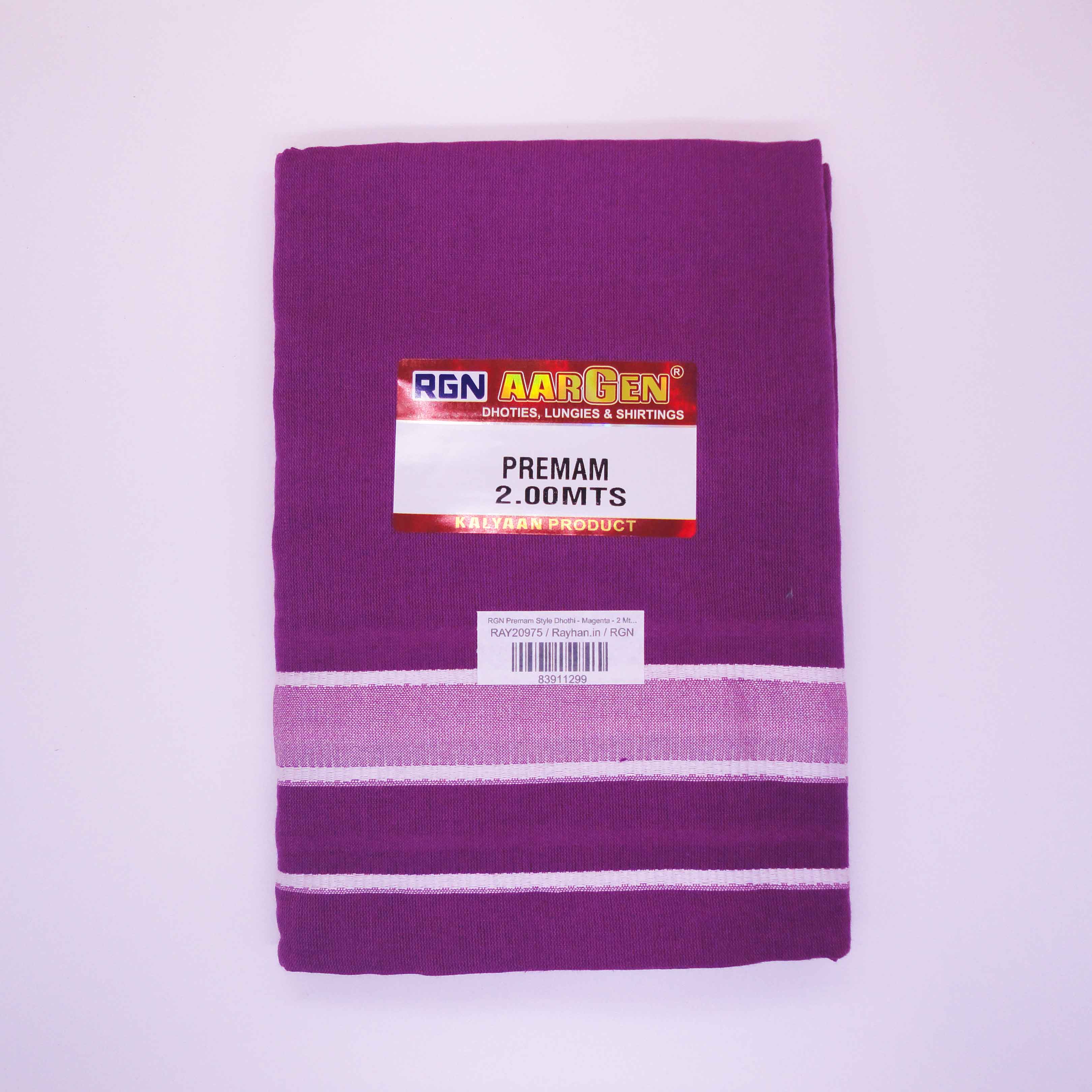 Premam Style RGN Premam Style Dhothi - Magenta - 2 Mts - UnStitched – Rayhan