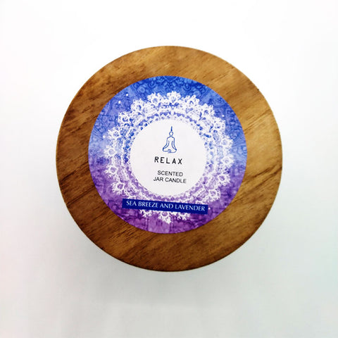 Relax Sea Breeze and Lavender scented wax candle image 1