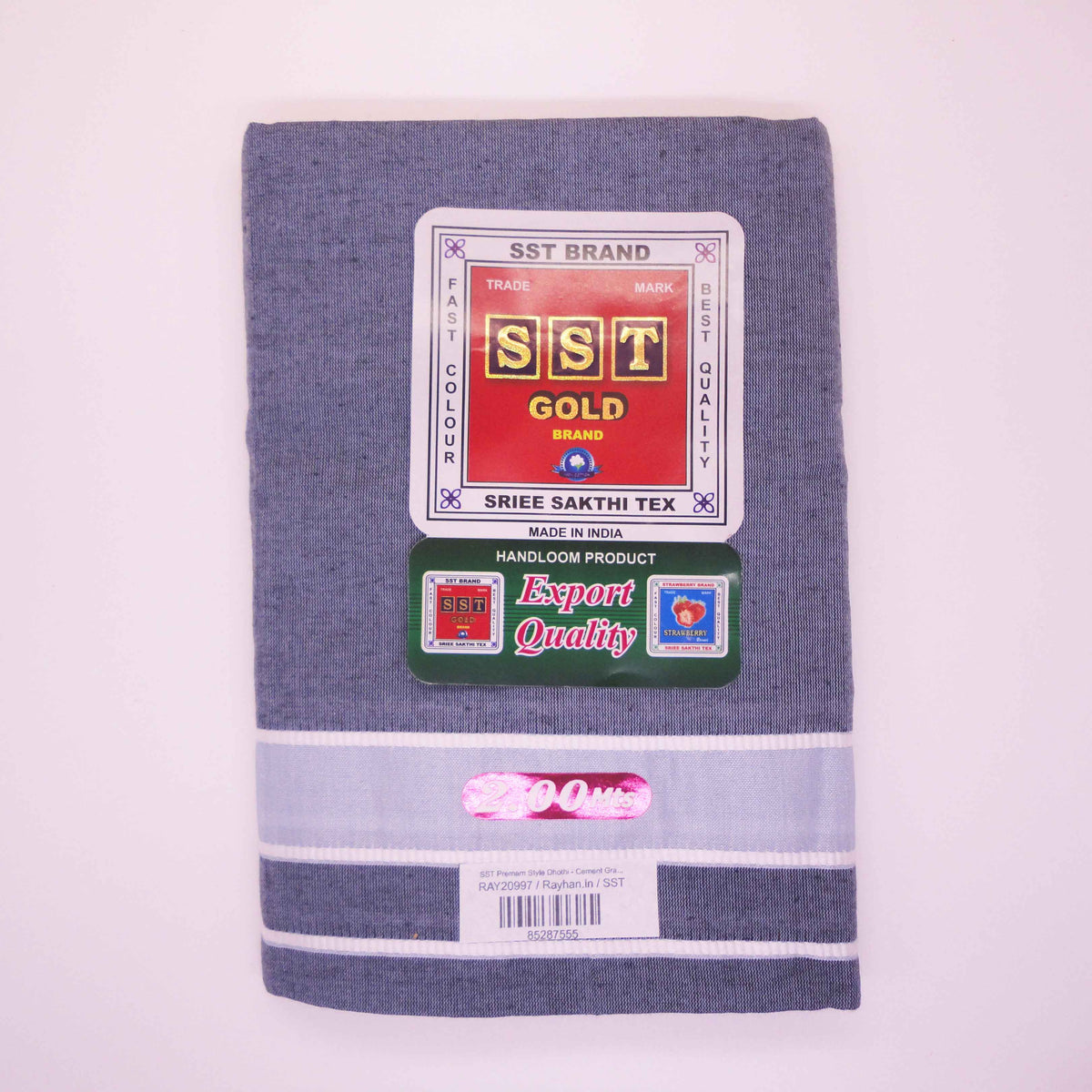 SST Premam Style Dhothi - Cement Gray Color - 2 Mts - UnStitched – Rayhan